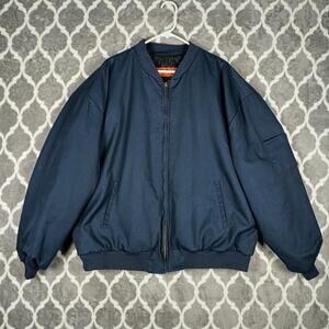 Red Kap Jacket Mens 3XL Navy Blue Quilted Lined Zip Bomber Workwear USA Made